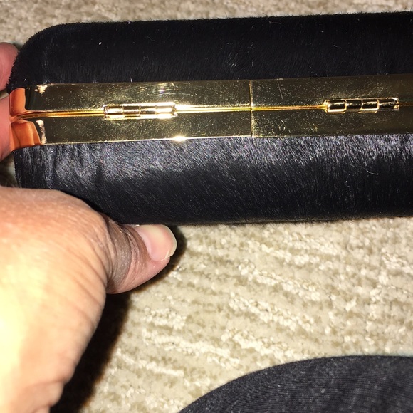 C Wonder Faux Black Calf Hair Minaudiere - Picture 4 of 7